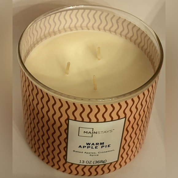 MAINSTAYS Warm Apple Pie/Baked Apples, Cinnamon,Spice Scented 3 Wick Candle - Picture 4 of 6